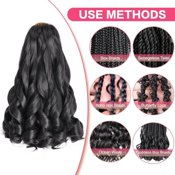 French Curl Braiding Hair Synthetic 12 Inch 8 Pack Natural Black Voluminous main image 4